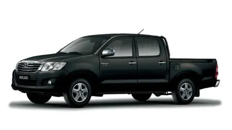 A black Toyota double-cabin pickup